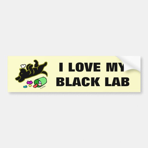 Funny Black Labrador Cartoon Illustration Bumper Stickers