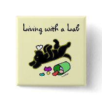 Funny Black Labrador Cartoon Illustration Button