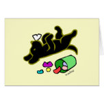 Funny Black Labrador Cartoon Illustration Greeting Cards
