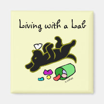 Funny Black Labrador Cartoon Illustration Fridge Magnets