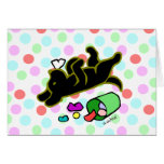 Funny  Black Labrador Cartoon Polka Dot Greeting Card