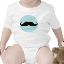Funny Black Mustache And Blue Chevron Pattern Bodysuits