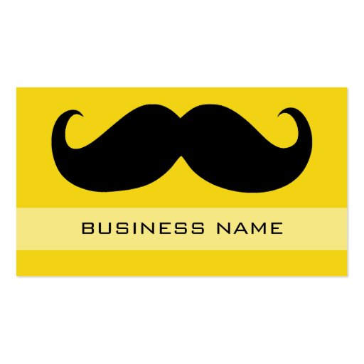 Funny Black Mustache and Plain Yellow Business Card (front side)