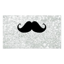 Funny Black Mustache And White Sparkle Bling Business Card