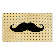 Funny Black Mustache On Vintage Yellow Polka Dots Business Card Template