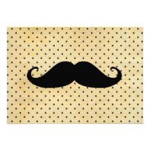 Funny Black Mustache On Vintage Yellow Polka Dots Custom Invitation