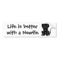 Funny Black Newfoundland Puppy Dog Art Bumper Sticker