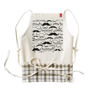 Funny Black & White Mustache Design Zazzle HEART Apron