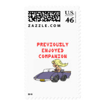 funny blond divorce joke postage stamp