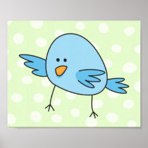 Funny blue bird kids animal cartoon print