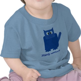 Funny blue cartoon cat Slightly Confused baby Tee shirt