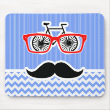 Funny Blue Chevron Hipster Mousepads