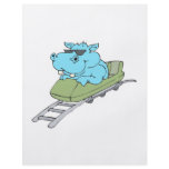 funny blue hippo riding a roller coaster flyers