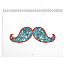 FUNNY BLUE MUSTACHE GLITTER CALENDAR
