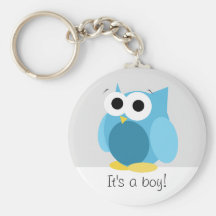 Funny Blue Owl - It's a boy! - Keychain
