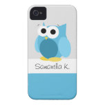 Funny Blue Owl - Personalized iPhone 4/4S Case