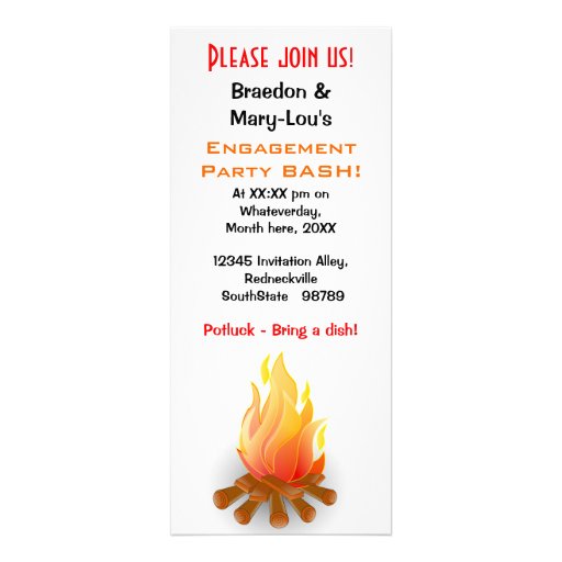 Funny Bonfire & Beer BQ Barbecue Engagement Party Custom Invitation