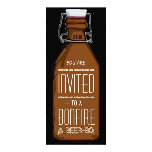 Funny Bonfire & Beer BQ Barbecue Engagement Party Custom Invitation (front side)