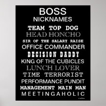Funny Boss Nicknames and Job Titles Office Poster