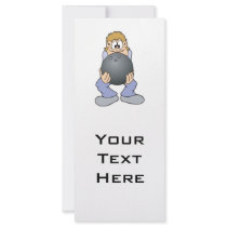 funny bowler with BIG bowling ball Customized Rack Card