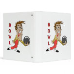 funny bowling man cartoon character 3 ring binder