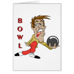 funny bowling man cartoon character cards