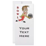 funny bowling man cartoon character custom rack cards