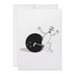 funny bowling pin running from ball custom invite