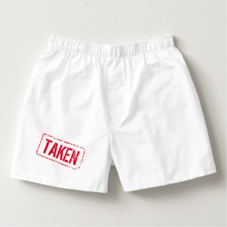 Funny boxer shorts for men with rubber stamp TAKEN