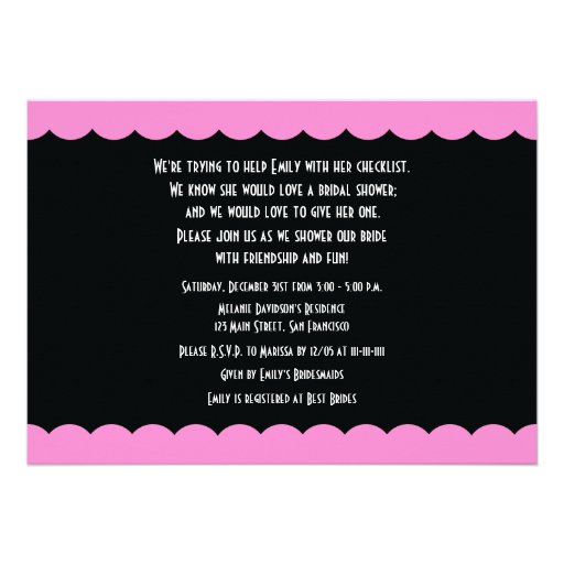 Funny Bridal Shower Invitation -- Funny Checklist