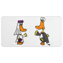 Funny Bride and Groom Duck Wedding Cartoon License Plate at  Zazzle