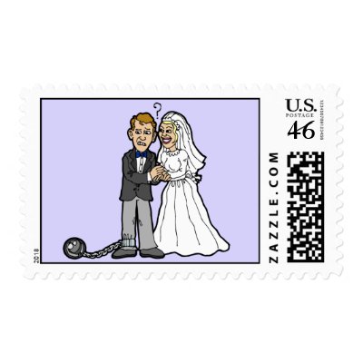 Funny Bride & Groom postage by wedding_tshirts