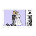 Funny Bride & Groom postage postage