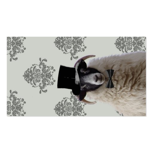 Funny bridegroom sheep in top hat business card template (front side)