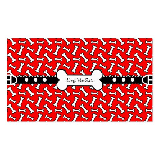 Funny Bright Red Dog Bone Pattern for Dog Lovers Business Cards (back side)
