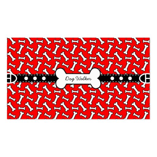 Funny Bright Red Dog Bone Pattern for Dog Lovers Business Cards (back side)