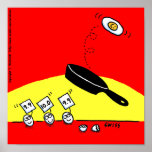 Funny Bright Red Gymnast Egg Cartoon Poster