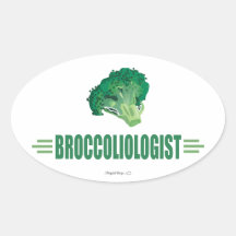Funny Broccoli Oval Stickers
