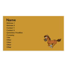 FUNNY BROWN CARTOON HORSE RUNNING GALLOPING BUSINESS CARD TEMPLATES