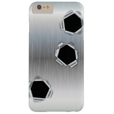 Funny Brushed Metal and Bullet Holes Barely There iPhone 6 Plus Case