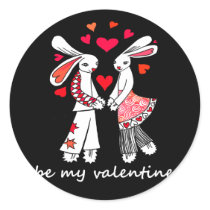 Funny, Bunny Love Round Stickers