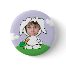 Funny Bunny Rabbit Photo Face Template Pinback Buttons