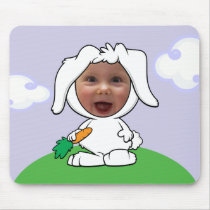 Funny Bunny Rabbit Photo Face Template Mousepads