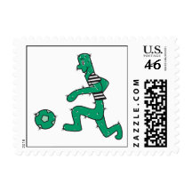 funny cactus playing soccer postage