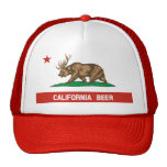 Funny California Beer State Flag Trucker Hat (red)