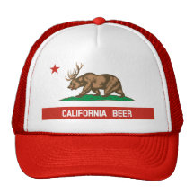 Funny California Beer State Flag Trucker Hat (red)
