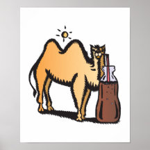 funny camel drinking soda print