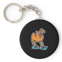 funny camel on skis key chains