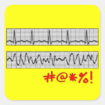 Funny Cardiac Rhythm Strip Gifts Square Stickers