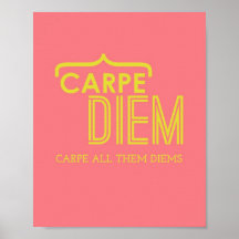 Funny Carpe Diem Poster in Pink & Gold